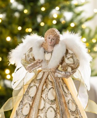 18.5" Faux Fur Christmas Angel Tree Topper