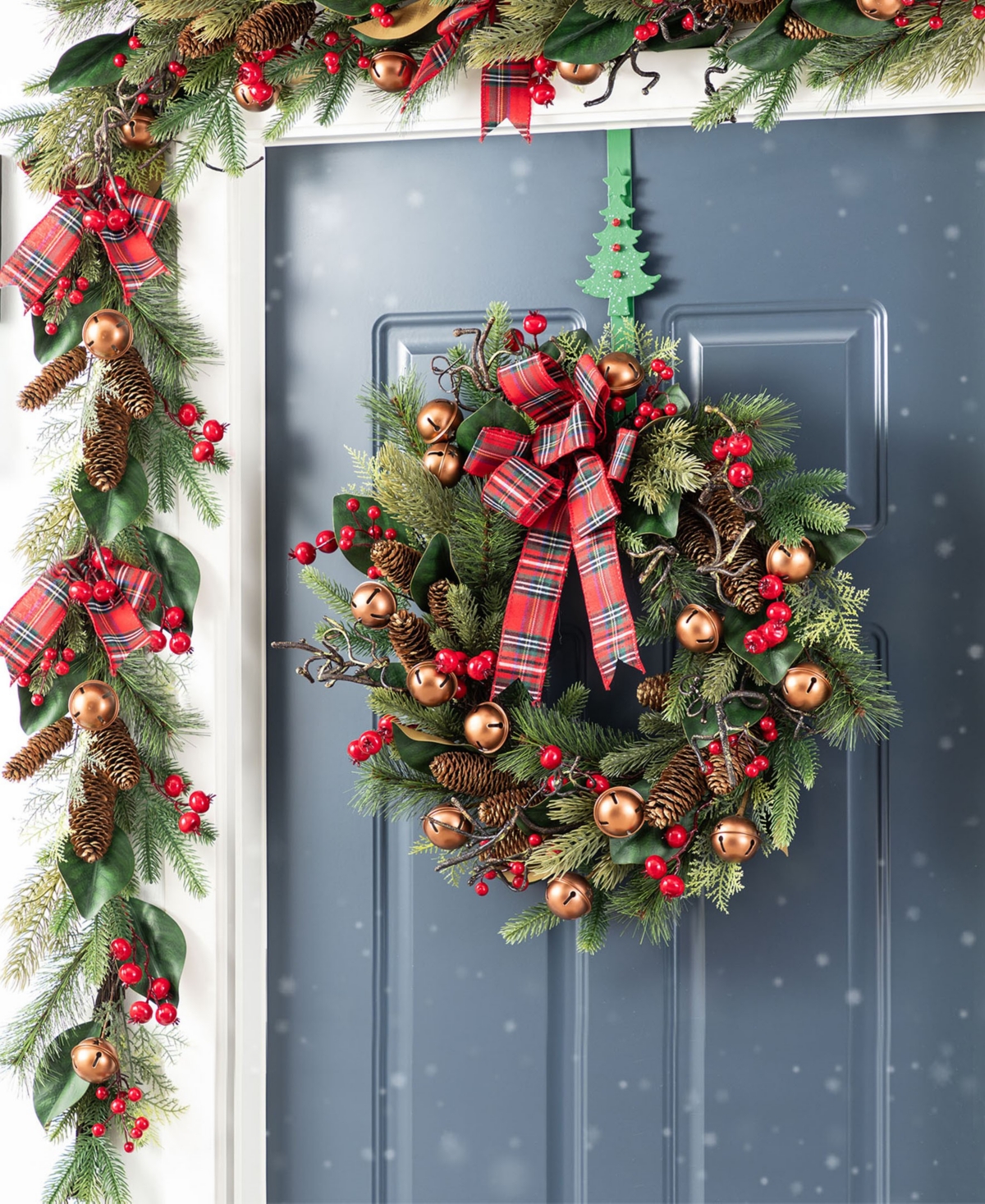 Glitzhome 24" Christmas Bell, Pinecone And Berry Bow Wreath In Multi
