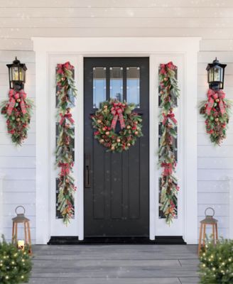 6" Christmas Bell, Pinecone and Berry Bow Garland