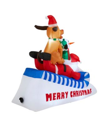 6" Lighted Inflatable Skiing Santa, Snowman and Dog D&eacute;cor