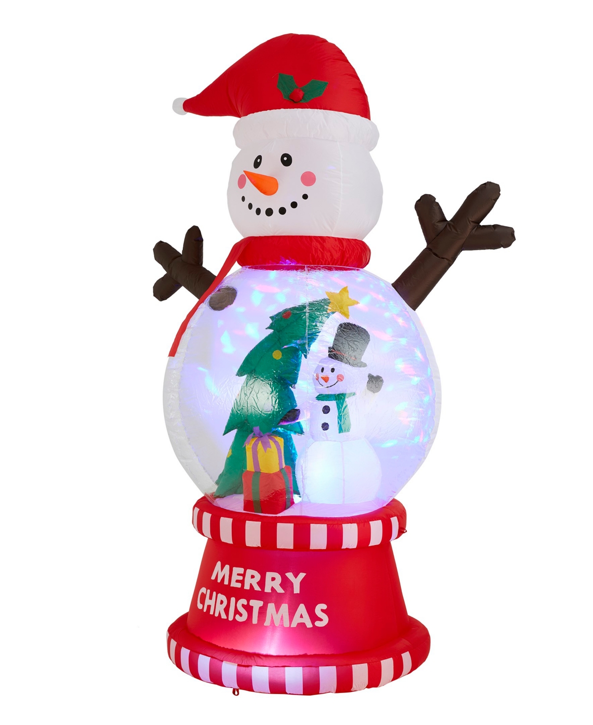Glitzhome 8" Lighted Inflatable Snowman Globe Scene Decor In Multi