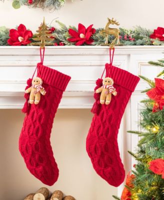 22" Knitted Christmas Stocking with Complimentary Gingerbread Man Ornament