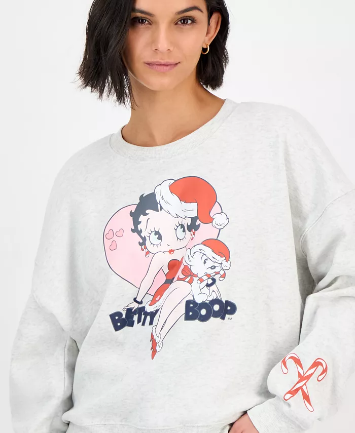 Juniors' Betty Boop Christmas Fleece Sweatshirt - thumbnail 2