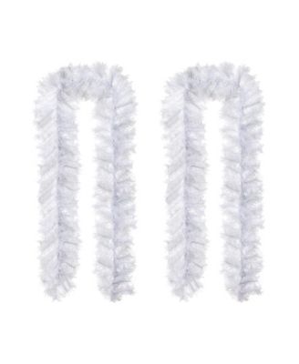 Pre-Lit Snow Flocked White Pine Christmas Garlands, Set of 2