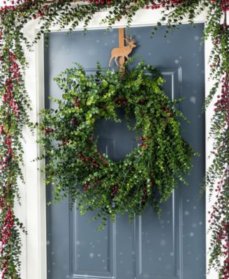 Christmas Greenery Dripping Eucalyptus Wreath and Matched Garlands, Set of 3