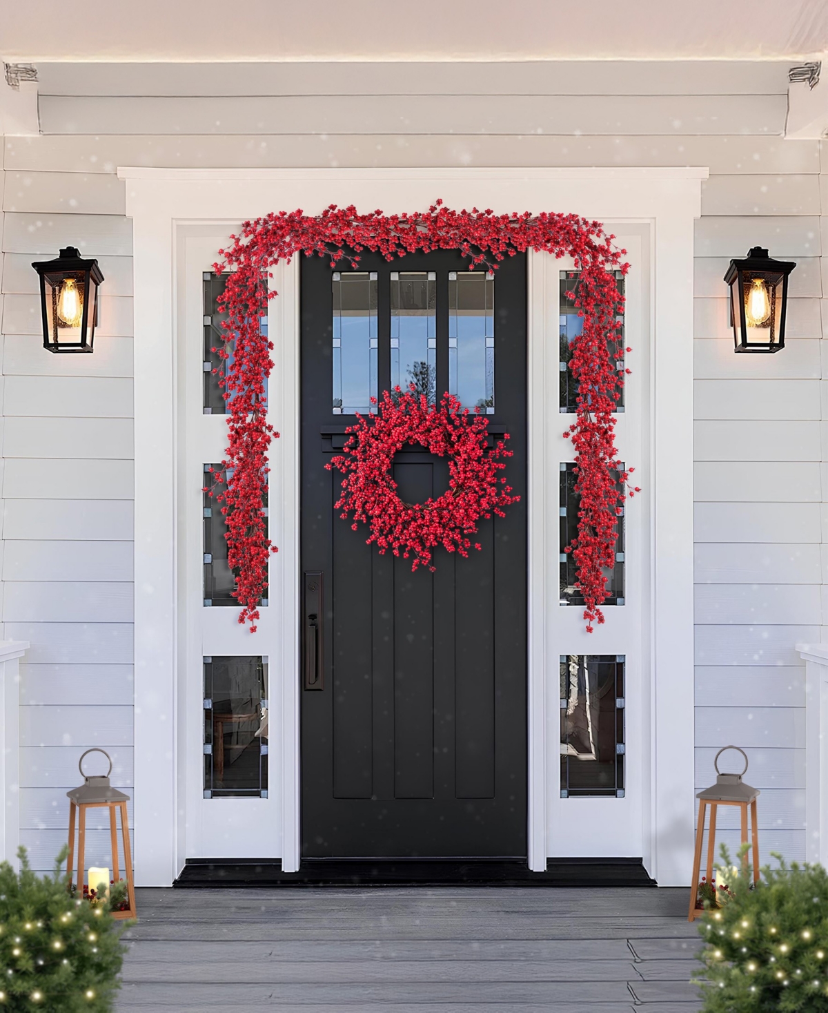 Glitzhome Christmas Red Berries Garlands, Set Of 2 In Multi