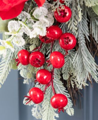 Christmas Magnolia Berry Teardrops, Set of 2