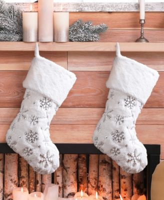 Plush with Snowflake Christmas Stockings, Set of 4