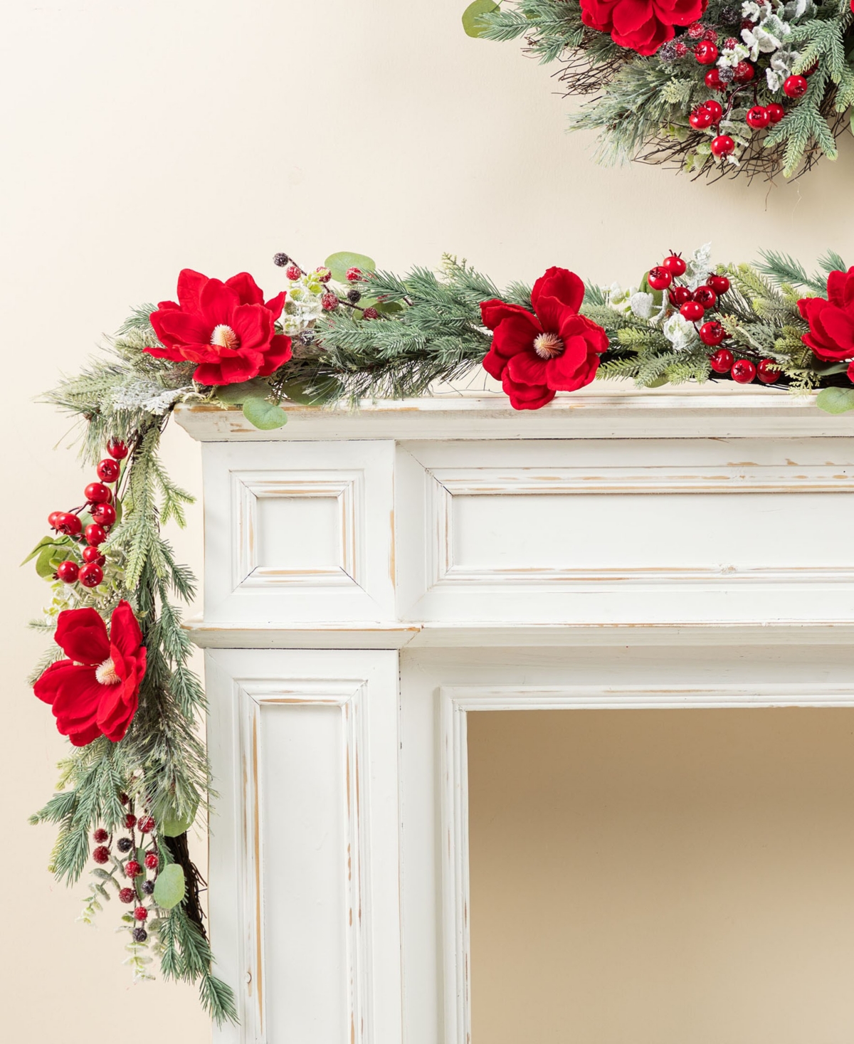 Glitzhome Christmas Mangnolia Berry Garlands, Set Of 2 In Multi