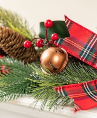 Christmas Bell Pinecone and Berry Bow Garlands, Set of 2