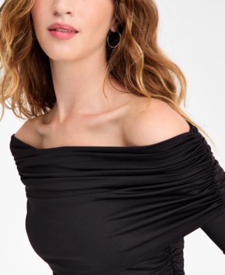 Women's Off-The-Shoulder Ruched Knit Top