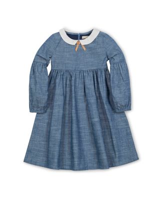 Little and Big Girls' Organic Empire Waist Peter Pan Collar Chambray Dress