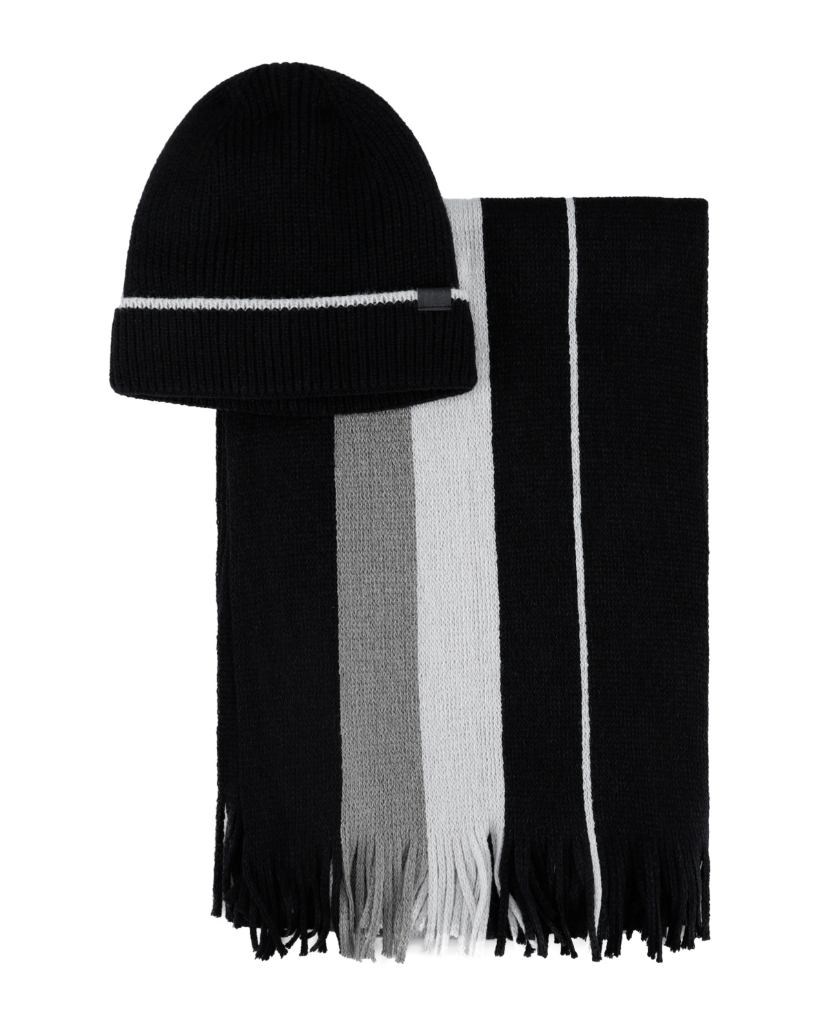 Kenneth Cole Reaction Men's 2-Piece Beanie and Ribbon Scarf Set