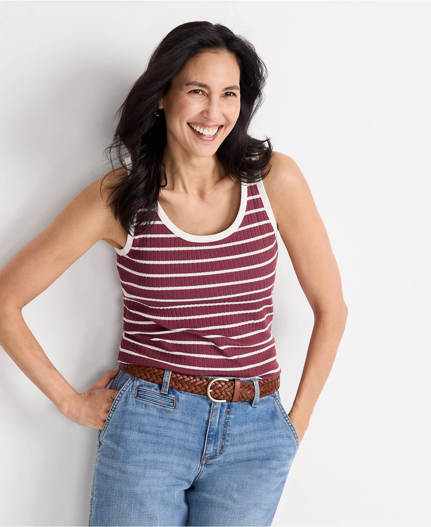 Women's Pointelle Rib UNeck Tank