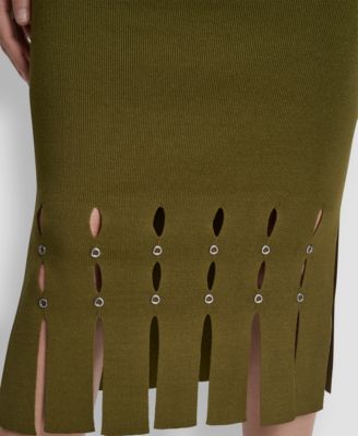 Women's Grommet Detail Sweater Pencil Midi Skirt