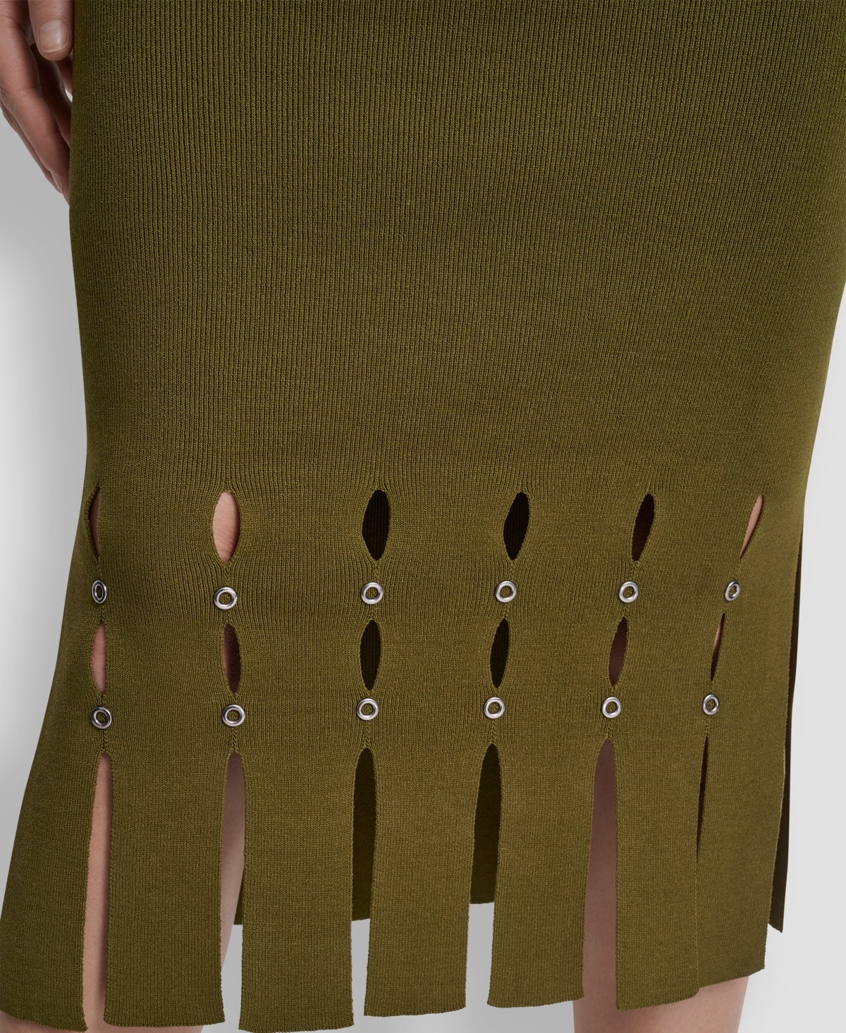 Dkny Women's Grommet Detail Sweater Pencil Midi Skirt
