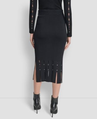 Women's Grommet Detail Sweater Pencil Midi Skirt