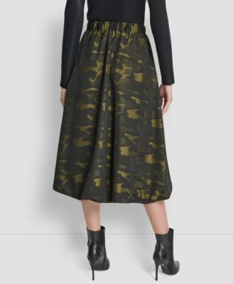 Women’s Camo Print Jacquard Bubble Midi Skirt