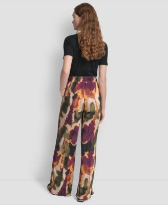 Women's Printed Plisse Wide Leg Pants