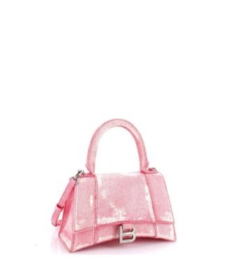 Small Hourglass Top Handle Bag Denim Printed Leather