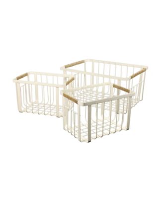Henley Vintage Farmhouse Handmade Wire Metal Nesting Storage Baskets with Jute Wrapped Handles, (Set of 3)