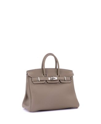 Pre-Owned Hermes Birkin 25 Handbag Grey Togo with Palladium Hardware