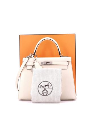 Pre-Owned Hermes Kelly 28 Handbag Light Epsom with Palladium Hardware