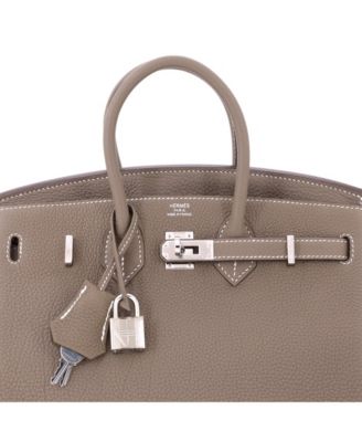 Pre-Owned Hermes Birkin 25 Handbag Grey Togo with Palladium Hardware