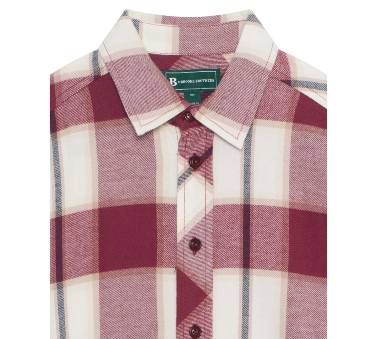 B By Brooks Brothers Big Boys Plaid Long Sleeve Shirt In Burgundy