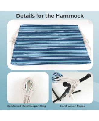 Portable Indoor Outdoor 2-Person Double Hammock Set w/ Stand and Carrying Cases