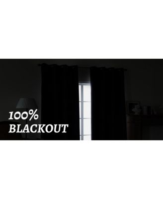 100% Blackout Linen Texture Curtains with Grommet Top, 2 Panels