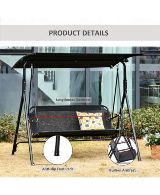 Outsunny 52 Inch 2 Person Canopy Swing Chair with Adjustable Shade