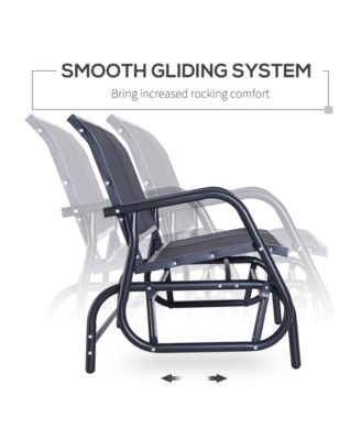 Outsunny 47 Inch Black 2 Person Outdoor Glider Bench with Steel Frame