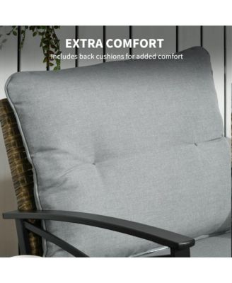 3pc Rocking Chair Set w/ Cushions, Wicker Bistro Set, Light