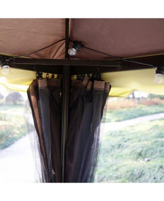 10' x 13' Gazebo, Aluminum, Mesh, 2 Tier Polyester Roof,