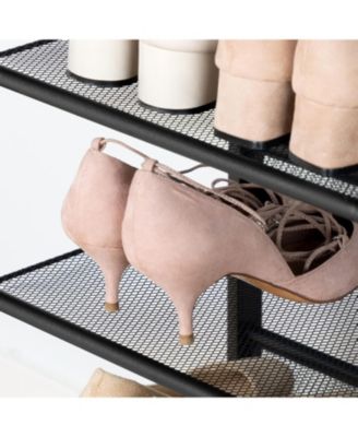 Shoe Rack for Entryway, 4-Tier Shoe Organizer with Adjustable Mesh Shelves, 12-16 Pairs of Shoes, Spacious Floor Mount, Metal, Industrial, Shoe Shelf for Closet, Rustic Brown BF42XJ01