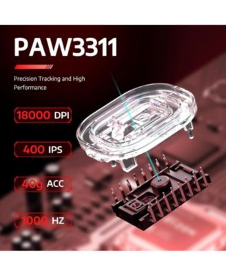 Wireless Gaming Mouse,Tri-Mode Connection (2.4G/Wired/BT5.2),55g Lightweight,18K DPI Optical Sensor, 20 Million Key Life,Ergonomic Design,for PC/Laptop/Win/Mac,Red