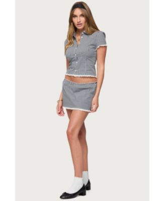 Womens Paige Gingham Tailored Button Up Shirt