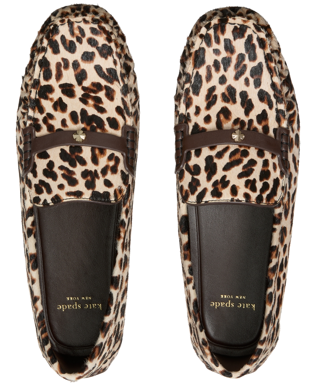 Kate Spade Women's Flower Stud Round Toe Moccasin Loafers In Animal Print
