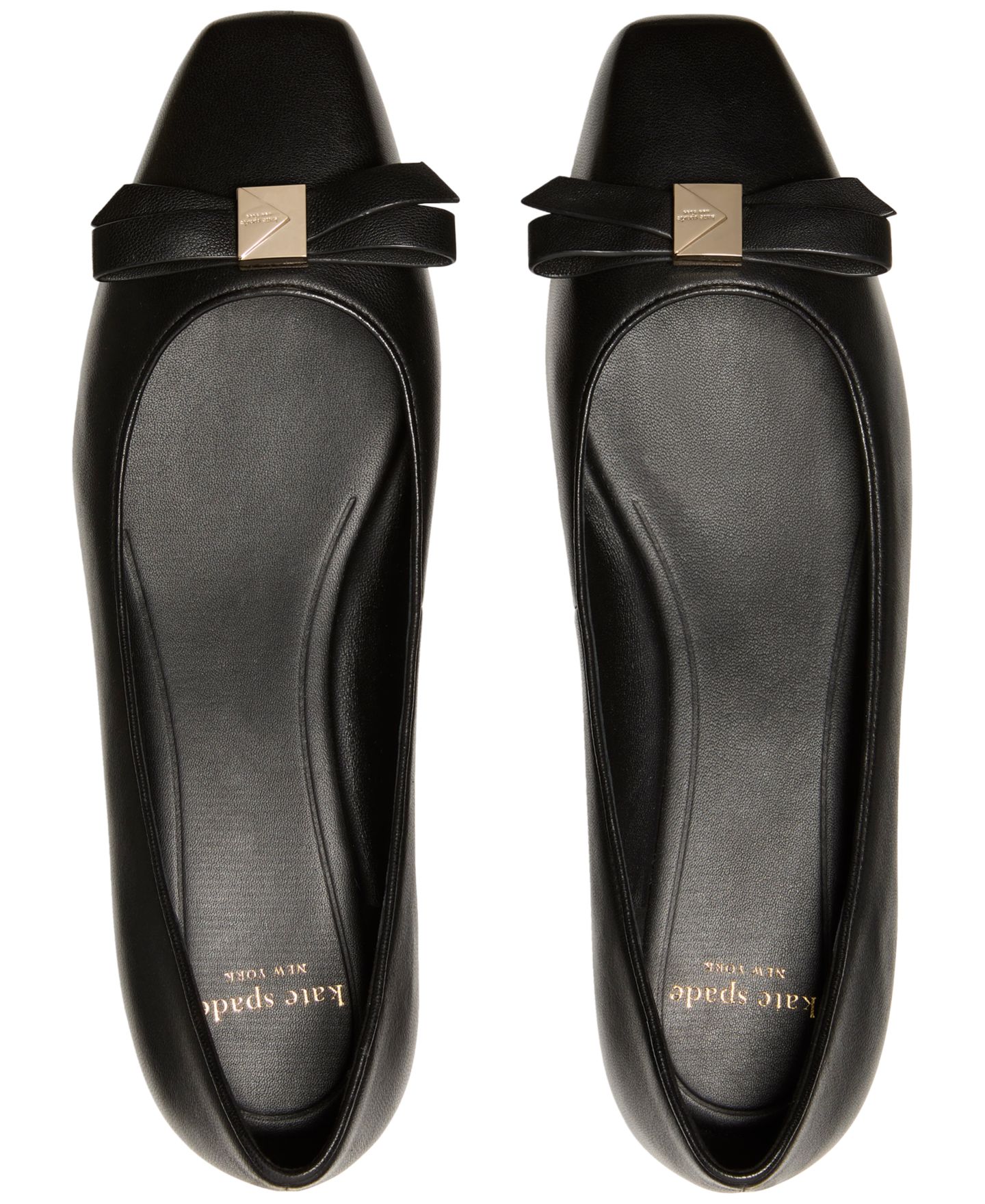 Женские балетки kate spade new york Deco с бантом, цвет: Чёрный кожаный — фото 4