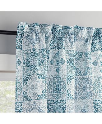 Greco Mosaic Semi-Sheer Rod Pocket Kitchen Curtain Tier Pair