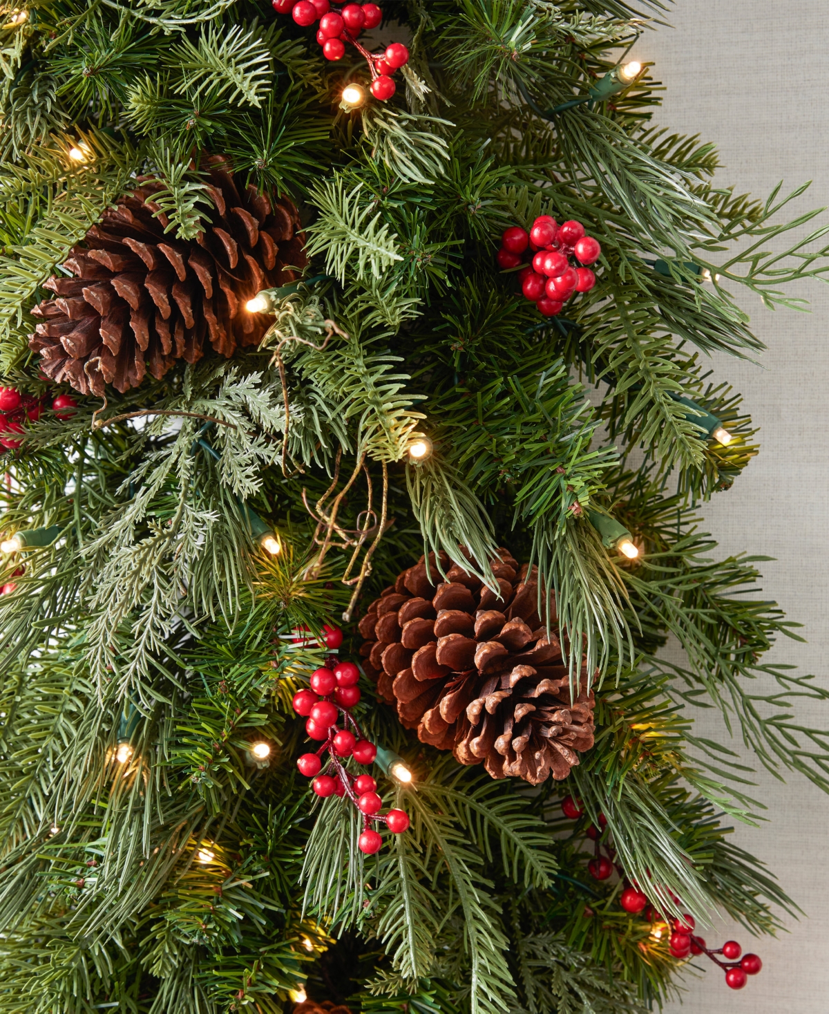 Balsam Hill 10 Ft Outdoor Red Berry Pine Pre-lit Garland In Green