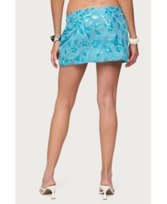 Womens Asher Beaded Floral Mini Skirt