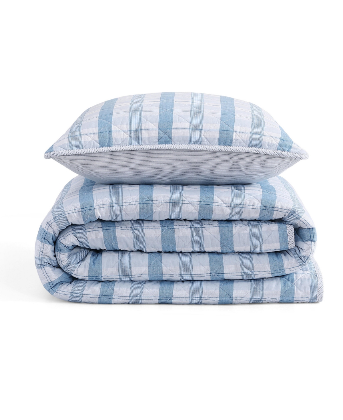 Tommy Hilfiger Dreamy Plaid Cotton Reversible 3-pc. Quilt Set, King In Blue