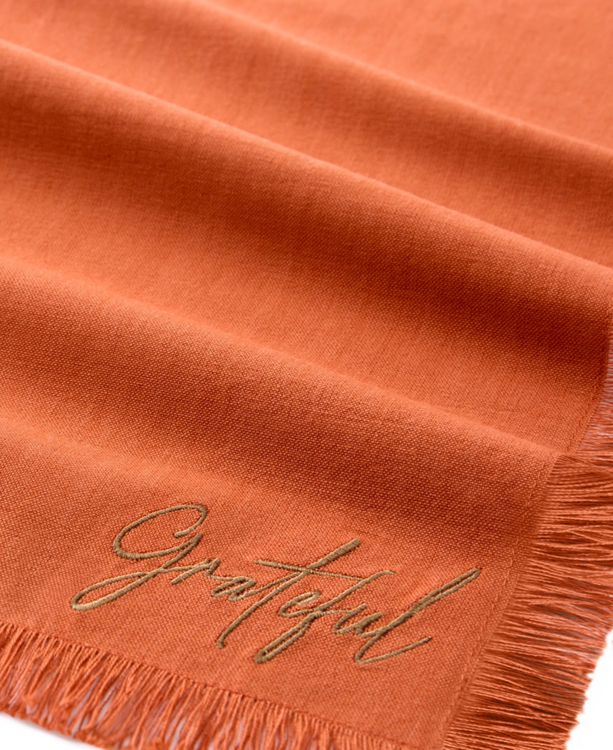 Elrene Fringed Harvest Sentiment Cotton Napkins, Set Of 4 In Brown