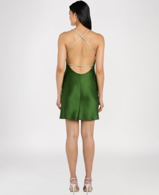 Juniors' Spaghetti Rhinestone Strap Dress