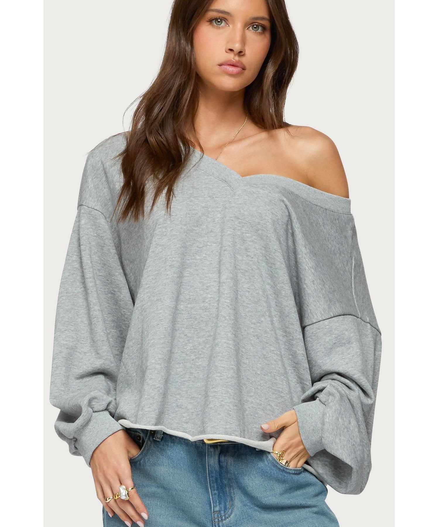 Womens Winfred Oversized V Neck Sweatshirt