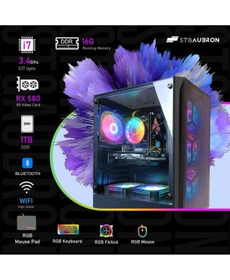 Gaming Desktop PC - Radeon RX 580 8GB GDDR5, Intel Core i7 , 16GB RAM, 1TB SSD, 600M WiFi, Bluetooth 5.0, 6x RGB Fans, Windows 10 Home