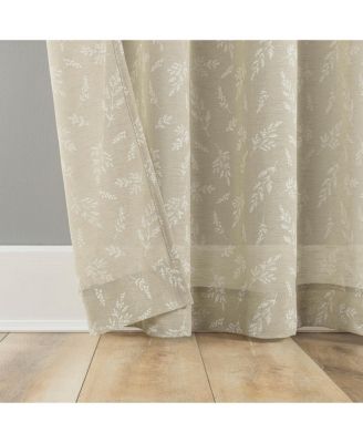 Briarwood Delicate Leaf Textured Sheer Rod Pocket Curtain Panel