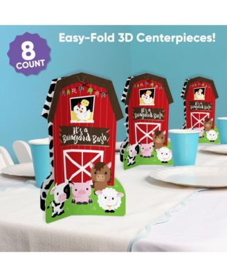 Freestanding 3D Farm Animals Barn Centerpiece Table Decorations - 8 Count